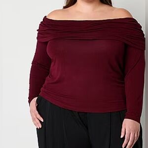 Worthington Plus Womens Long Sleeve Blouse